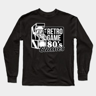 Retro Game Machine In Black And White Long Sleeve T-Shirt